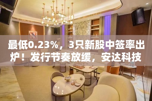 最低0.23%，3只新股中签率出炉！发行节奏放缓，安达科技下周一申购