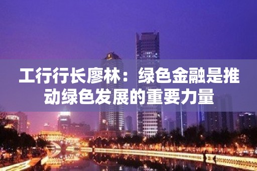 工行行长廖林：绿色金融是推动绿色发展的重要力量