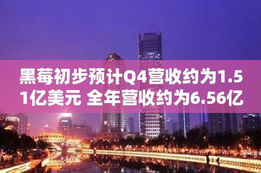 黑莓初步预计Q4营收约为1.51亿美元 全年营收约为6.56亿美元