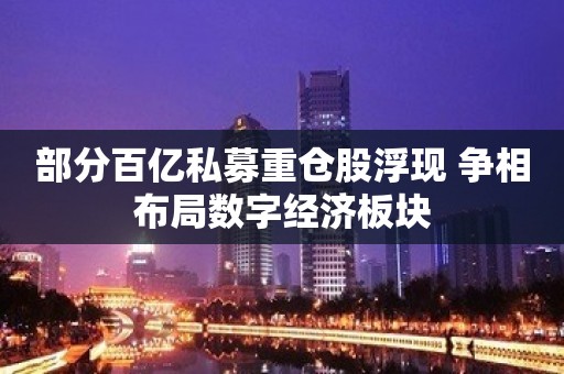 部分百亿私募重仓股浮现 争相布局数字经济板块