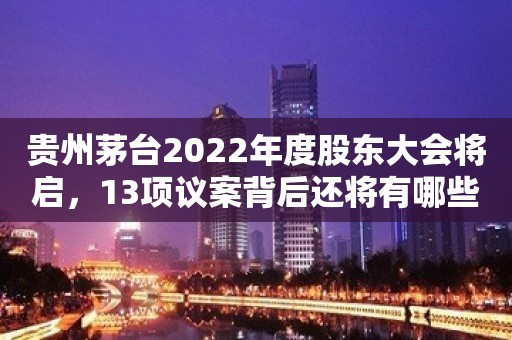 贵州茅台2022年度股东大会将启，13项议案背后还将有哪些亮点？