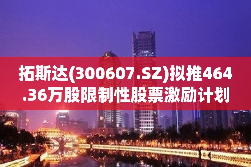 拓斯达(300607.SZ)拟推464.36万股限制性股票激励计划