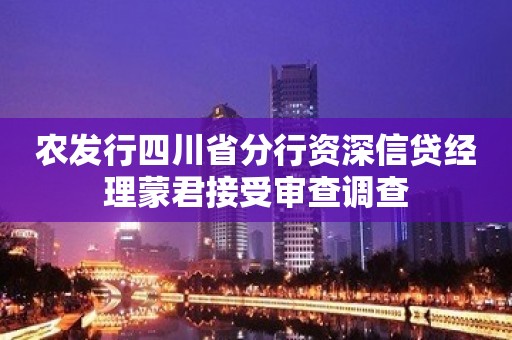 农发行四川省分行资深信贷经理蒙君接受审查调查