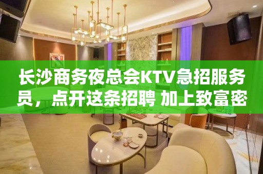 长沙商务夜总会KTV急招服务员，点开这条招聘 加上致富密码 开启赚