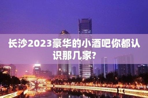 长沙2023豪华的小酒吧你都认识那几家?