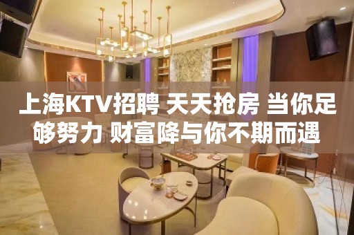 上海KTV招聘 天天抢房 当你足够努力 财富降与你不期而遇